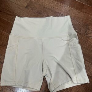 Aerie Cream High-Waisted Bike Shorts